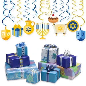 Hanukka подарки для тематической вечеринки Наборы украшений, латексные воздушные шары, одноразовая посуда Chanukah, товары для вечеринок