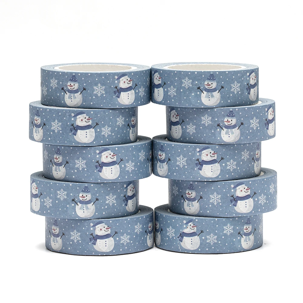 

NEW 10pcs/Lot 15mm x 10m Christmas Snow Snowman Scrapbook Paper Masking Adhesive Washi Tape set designer mask office supplies