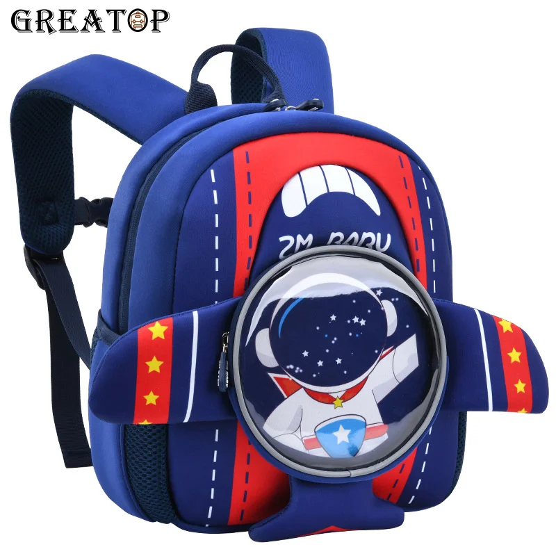 

GREATOP New 3D Cartoon Airplane Kids Backpack for Kindergarten Boys Girls School Bag Cute Lightweight Childrens Mochila Infantil