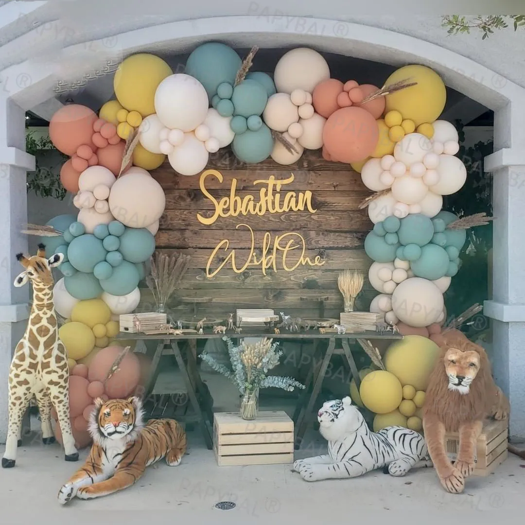 

172pcs Retro Balloons Garland Arch Balloon Forest Jungle Theme Wild 1 Kids Birthday Baby Shower Party Decors Backdrop Balloons