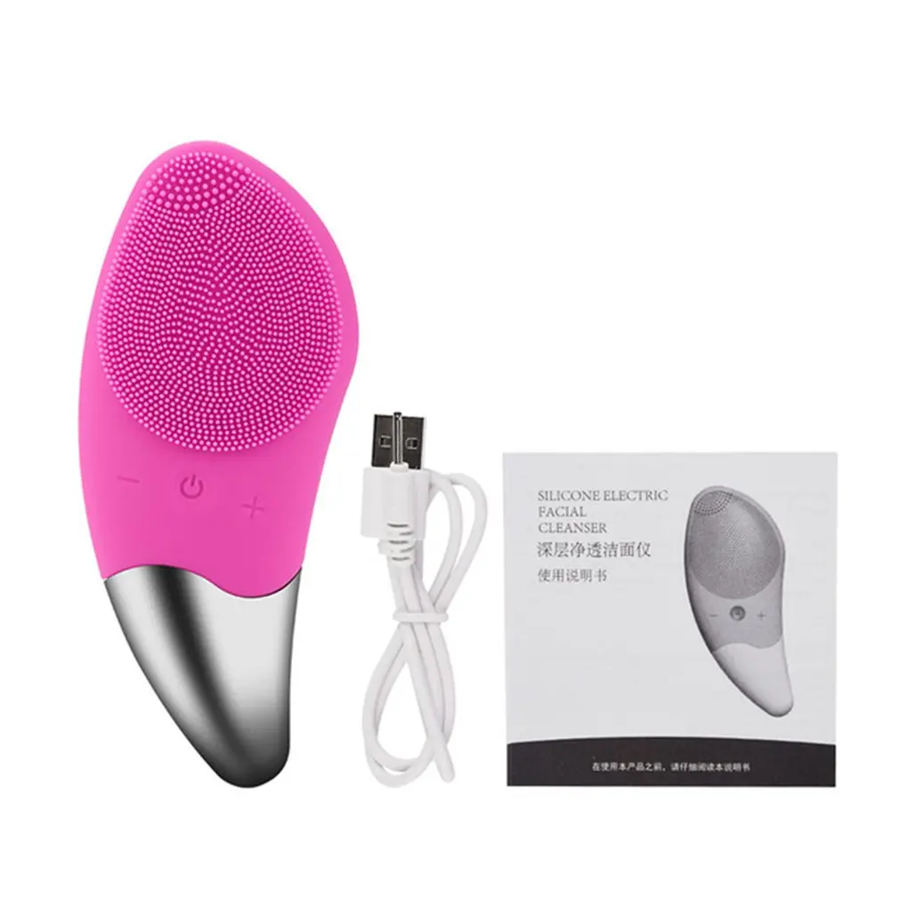 

Mini Electric Facial Cleansing Brush Silicone Sonic Face Cleaner Deep Pore Cleaning Skin Massager Face Washing Brush Device