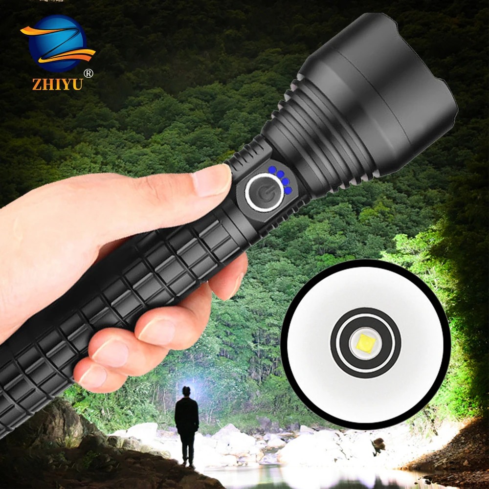 

ZHIYU Most Powerful Flashlight XHP50 USB Rechargeable LED Torch Use Large Capacity 26650 Battery Waterproof Camping Lights