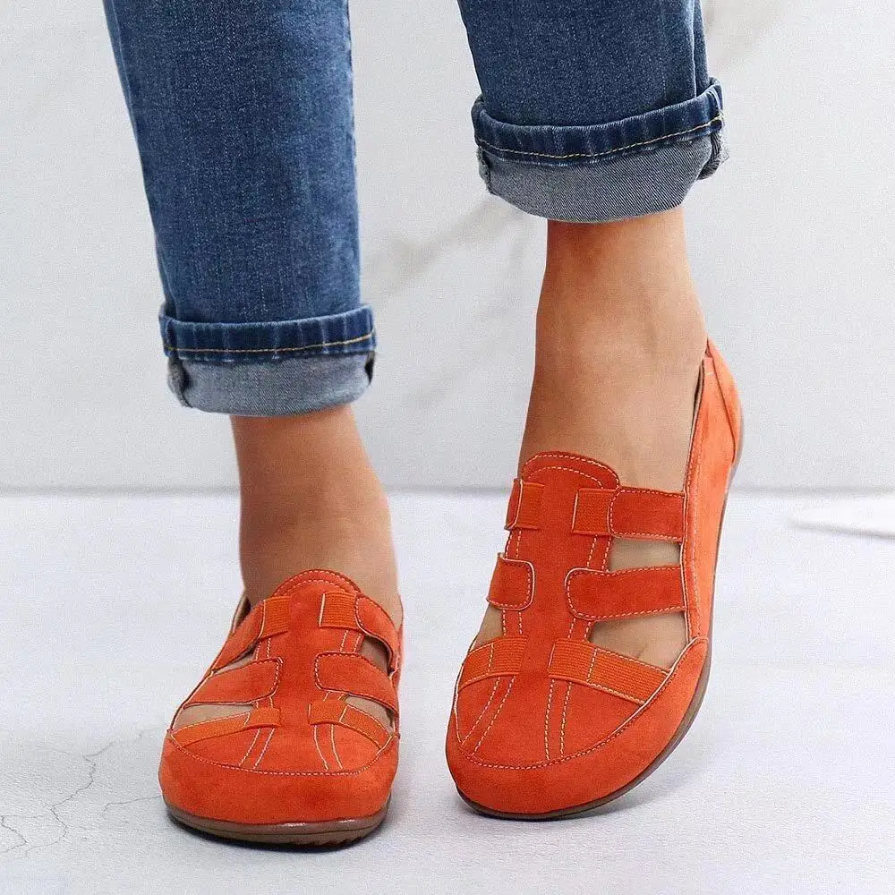 

2021 Women Loafers Hollow Out Flat Female Breathable Elastic Band Round Toe Shoes Ladies Summer Casual Footwear Plus Size