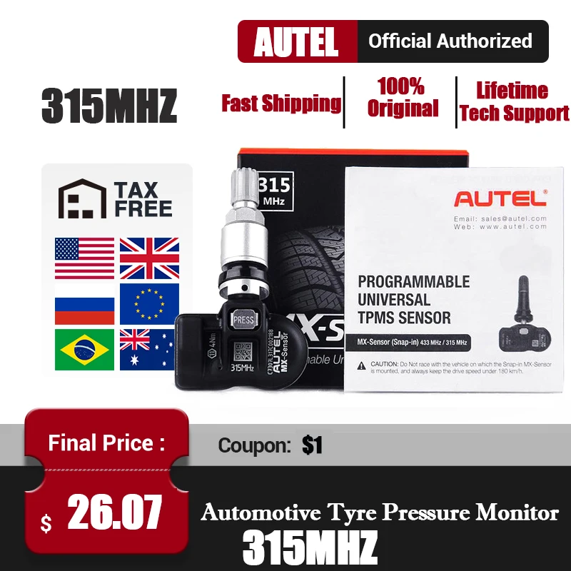 Autel MX датчики 315 МГц анализа шин работает с TPMS PAD TS401 TS601 100% клон able и 98%