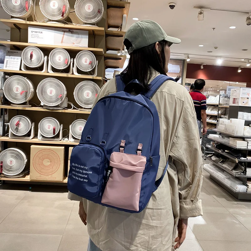 

Waterproof nylon Women Backpack Female Cute decor solid color backpack School bag for Teenage girls travel bags Mochilas