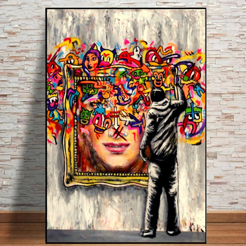 

Street Abstract Graffiti Art Canvas Painting Wall Posters and Prints Pictures for Living Room Interior Home Decor Cuadros Gifts