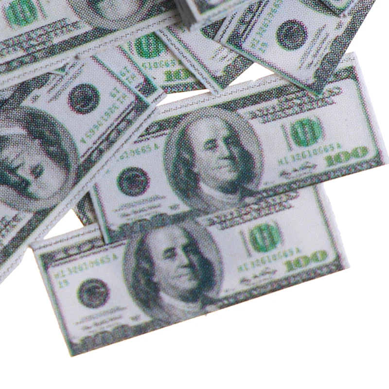 

15 Sheets/bundle Mini Paper Dollar 1:12 Dollhouse Miniature DIY Decoration