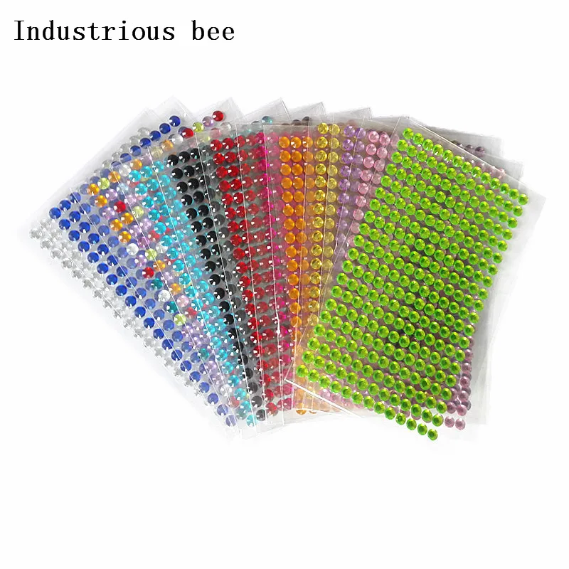 

Tattoo Stickers 260Pcs /set 6mm Acrylic Crystal Decal Rhinestone Wall Smooth surface diamond Face decoration Stickers for car