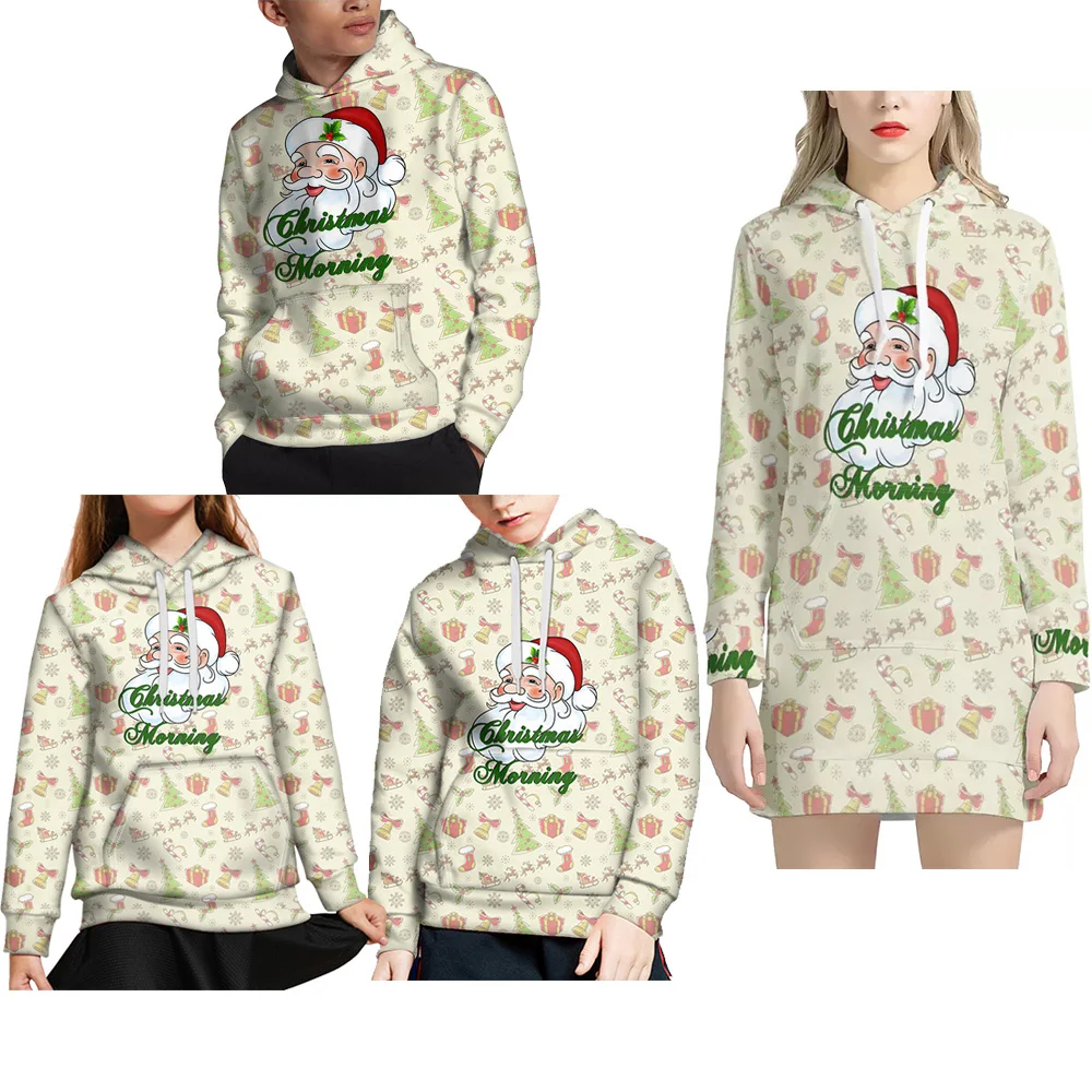 

HYCOOL Xmas Mother Kids Hoodies Set Fall 4pcs Family Clothes Custom Mom And Me Family Matching Outfits Kids Christmas Clothes
