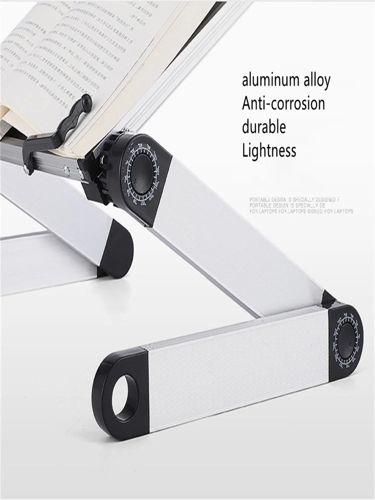 

Adjustable Aluminum cooking bookshelf adjustable reading book recipe rack tray with paper clips