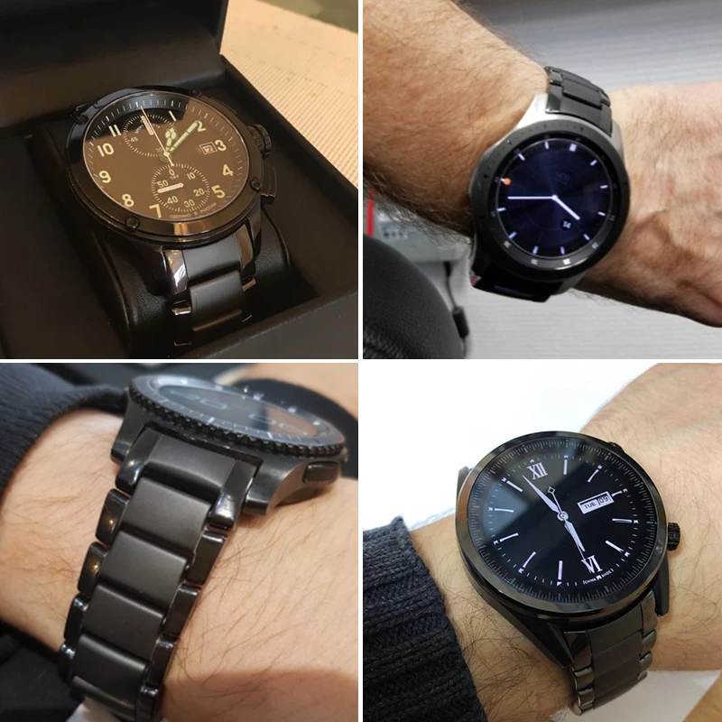 Керамический ремешок для часов матовый наручных 22 мм 24 с пряжкой-бабочкой AR1451 AR1452