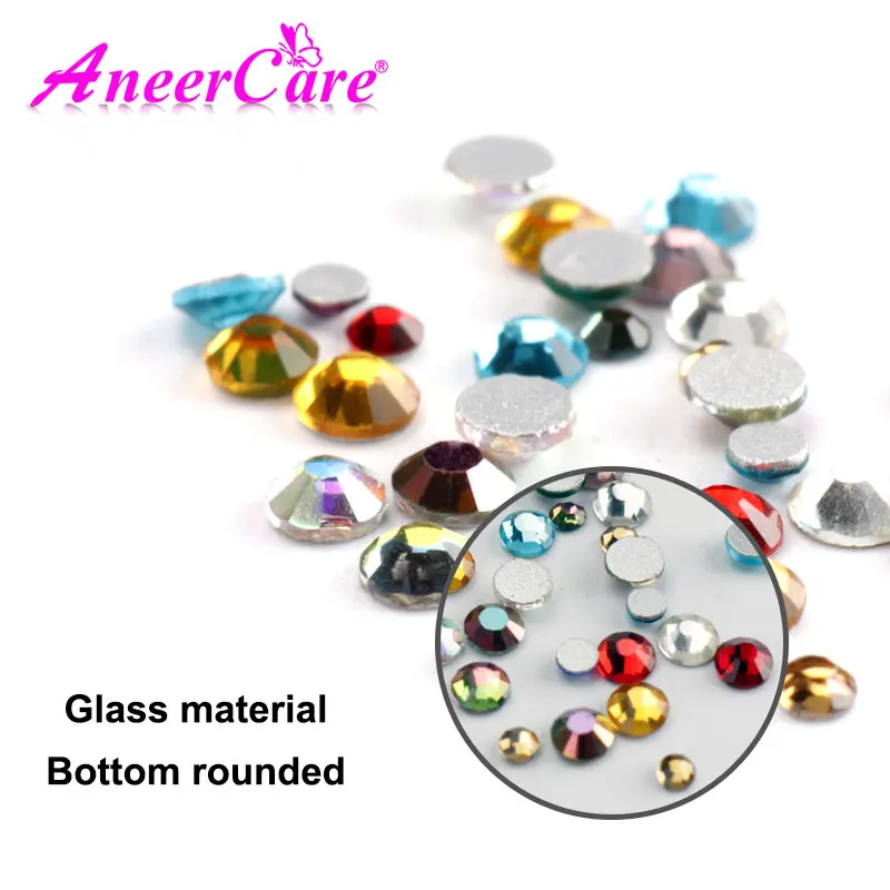 

SS4-SS16 nail art mixed flat back crystal glass nail art rhinestone frosted bottom not easy to fall off nail design glitter