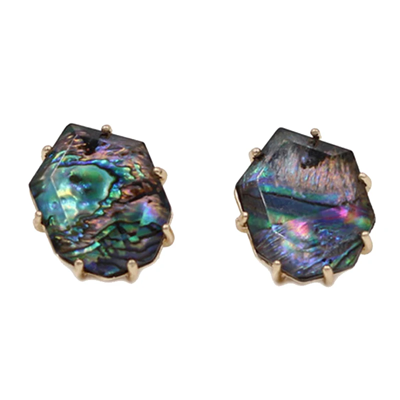 

New Arrival 2019 Abalone 7 Claw Geometric Women Fashion Cute Pearl Stud Earrings Candy Color Matte Painted Stud