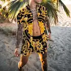 Гавайский Мужской комплект с принтом в национальном стиле, Летняя Повседневная рубашка с цветочным принтом, пляжный костюм из двух предметов, новинка 2021, модные мужские комплекты
