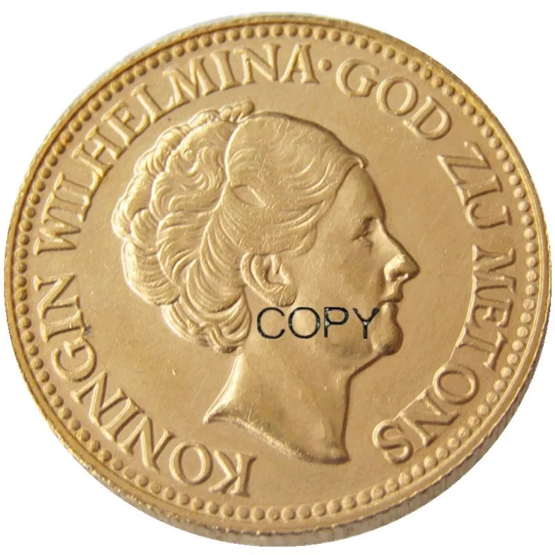 

Netherlands 1925-1933 Wilhelmina I, 10 Gulden Gold Plated Copy Coin