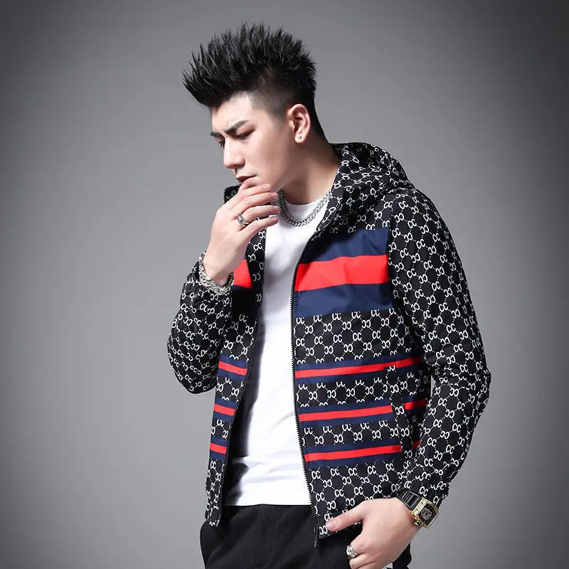 

2021 Autumn New Men's Korean Version Of the Tide Brand Ietter Printing Hooded Jacket Jacket Casual Fashion High-End Jacket
