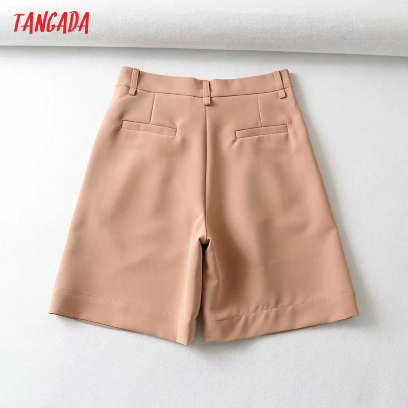 

Tangada 2021 Summer New Women Elegant Solid Shorts Side Zipper Pockets OL Shorts Pantalones 2T13