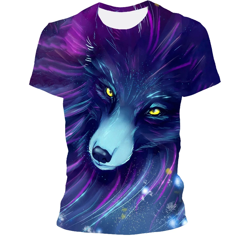

2021 3D wolf head T-shirt men's round neck short-sleeved T-shirt men's fashion T-shirt short-sleeved direct sales