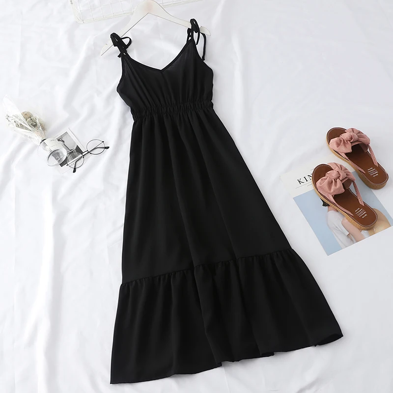 Платье летнее Плиссированное без рукавов на тонких бретельках|Женские платья| |
