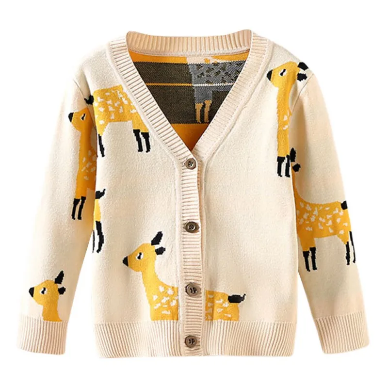 

Children Spring And Autumn Cardigan Deer Print Sweater For Kids