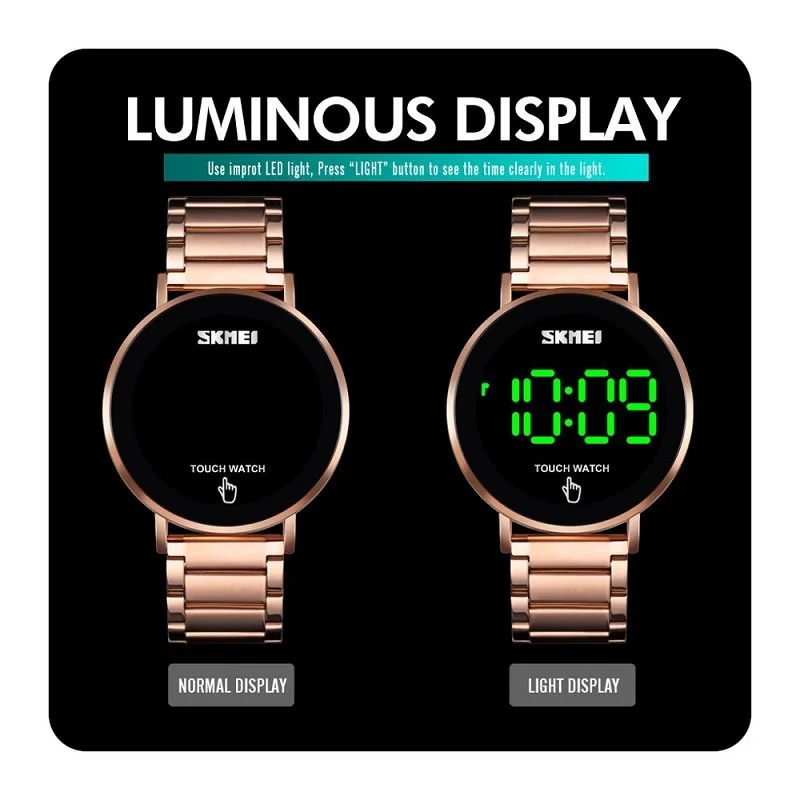 

SKMEI Watch New Fashion Men Touch Screen LED Digital Watches Waterproof Full Steel Outdoor Sports Mens Wrist Watch montre homme