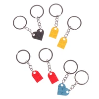 2pcs cute love heart brick keychain for couples friendship women men girl elements key ring birthday jewelry accessories gifts