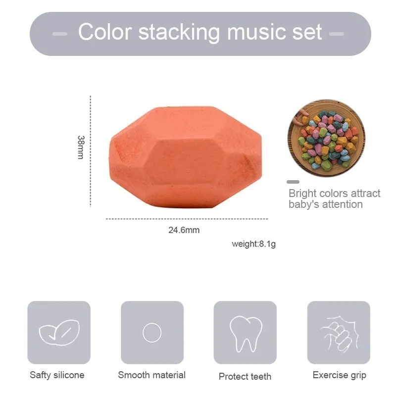 Wooden Rainbow Stones Building Blocks Colorful Wood Toy Block Stacker Balancing Games Montessori Educational Toys for Children | Игрушки и
