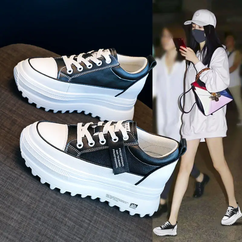 Женские кроссовки на платформе белые толстой подошве повседневные подходящие ко