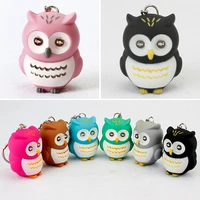 creative owl led keychain with sound animal keyring for children cute gifts toys mini animal key chain