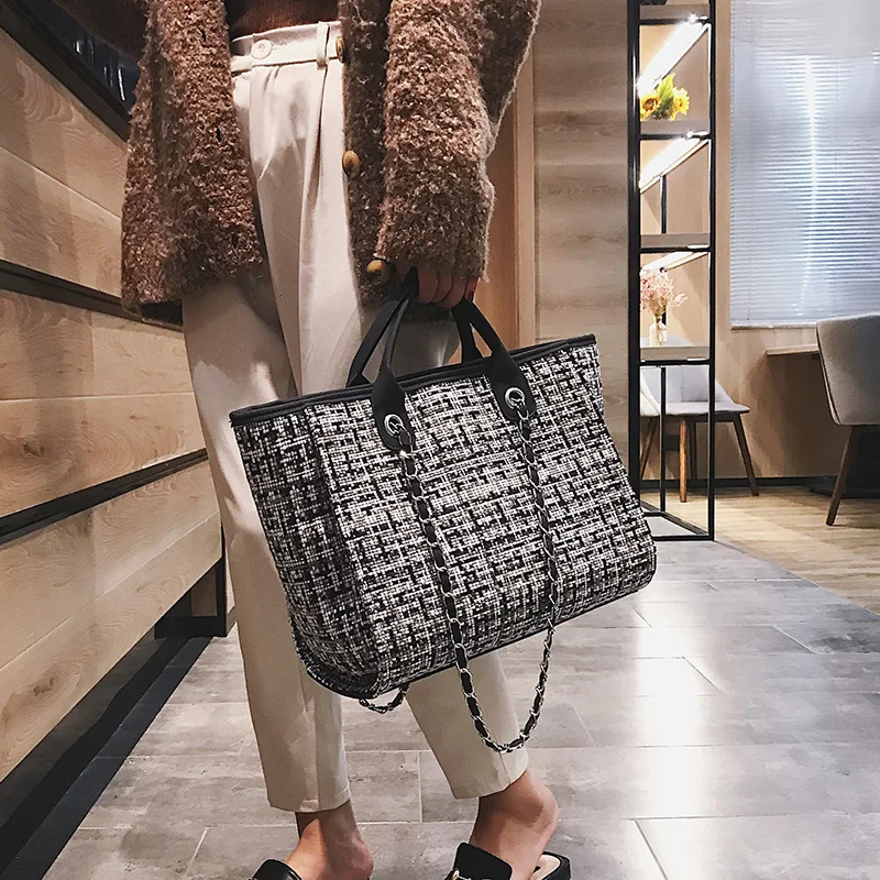 

Women Black Quilted Bags Luxury Chain Handbag Large Shoulder Bag 2021 New Casual Satchel Bag Lady Tote Handbag Bolsas Femininas