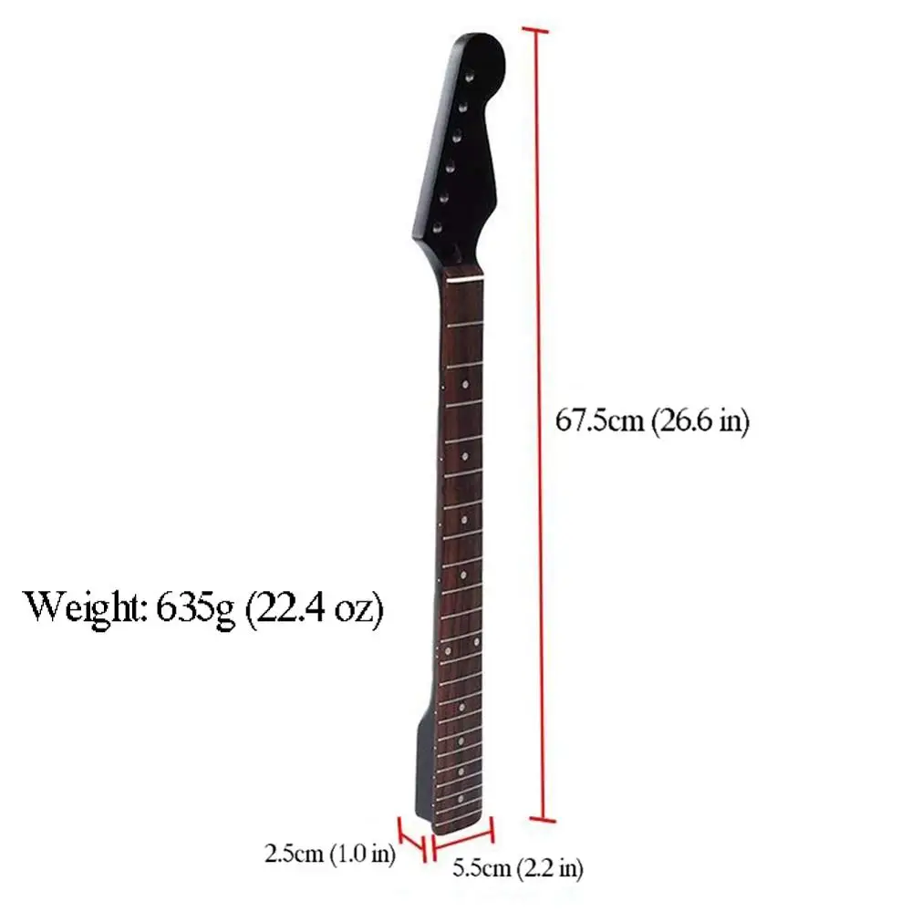 

22 Frets Electric Guitar Replacement Black Maple Neck Rosewood Fingerboard For Strat ST Stratocaster Guitar Parts Accessories