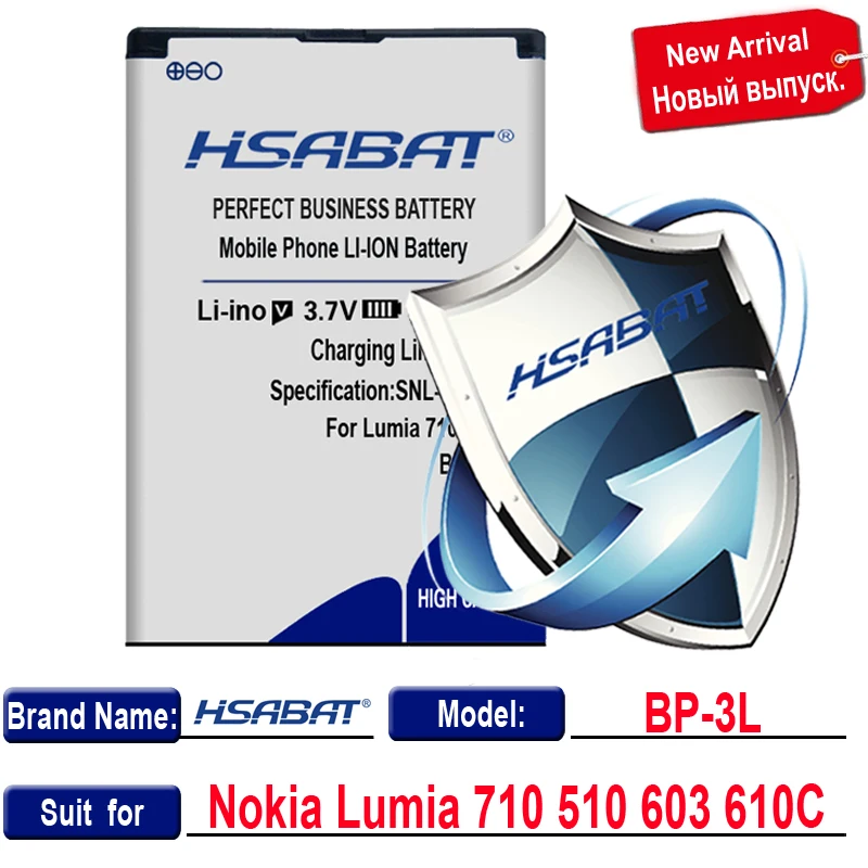 HSABAT Top Brand 3100mAh BP-3L battery for Nokia Lumia 710 510 603 610C 900 303 610 3030 505 within tracking number | Мобильные