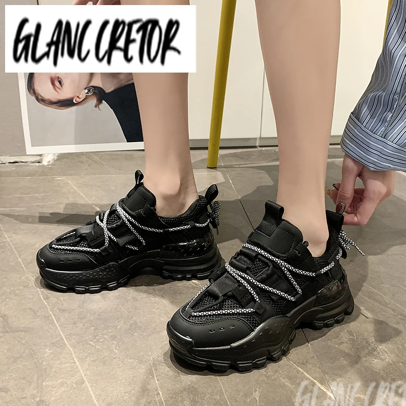 

Women Shoes Lace-Up Chunky Sneakers for Women Vulcanize Shoes Casual Fashion Dad Shoe Footwear New 2021 Platform Sneaker Adult