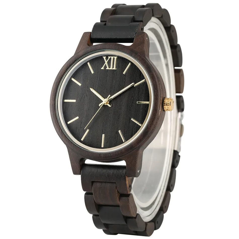 Часы REDFIRE из черного дерева женские кварцевые часы с деревянным браслетом