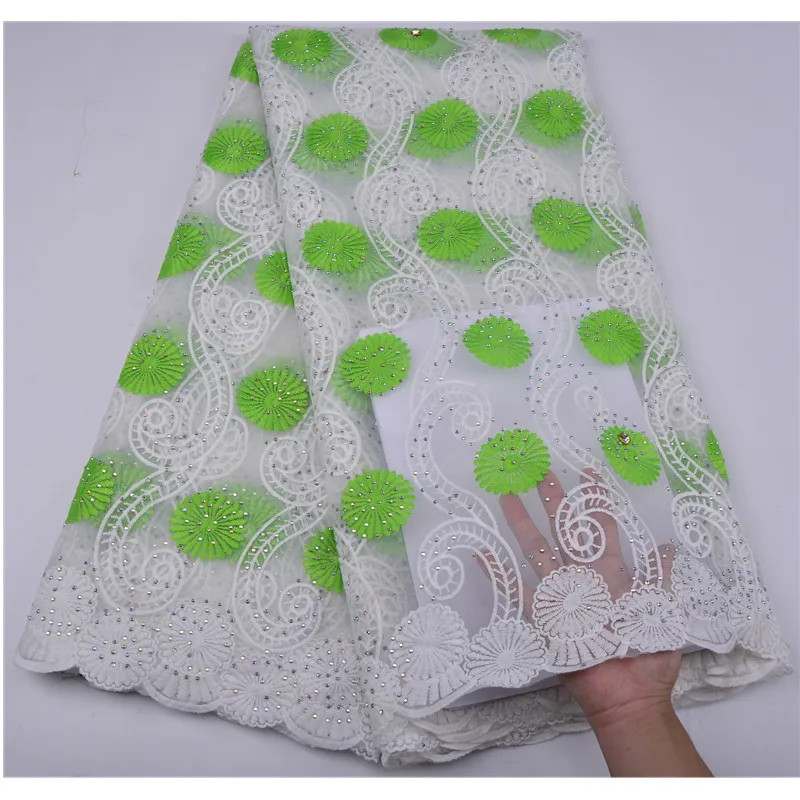

African Dry Milk silk Lace Fabric Stone Embroidery Mesh Tulle Lace Fabric High Quality Nigerian swiee Lace For Wedding lace