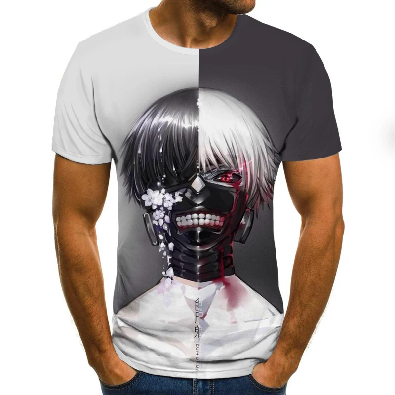 Anime Tokyo Ghouls Series 3D Digital Print T Shirt Summer Short Sleeve Men Casual Women Breathable Joker Top|Мужские футболки| |