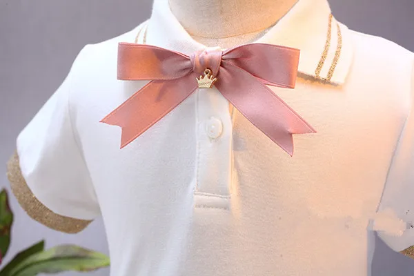 

Girl Princess Dresses School Girls Dress Tie Decor White Fashion Girl Clothing