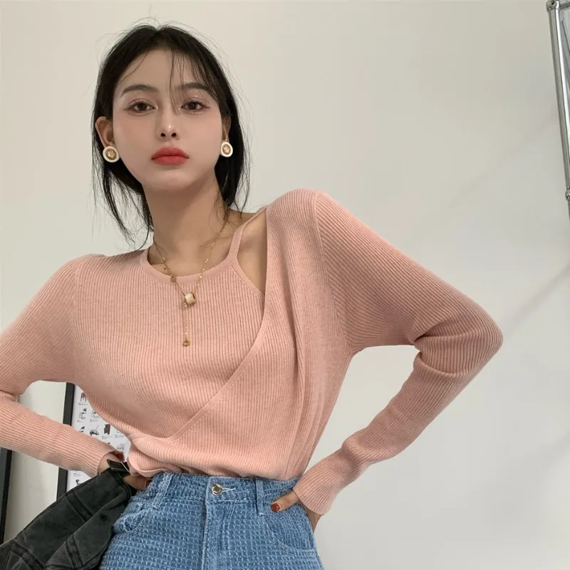 Свитер женский вязаный Асимметричный с длинным рукавом на осень | Женская одежда