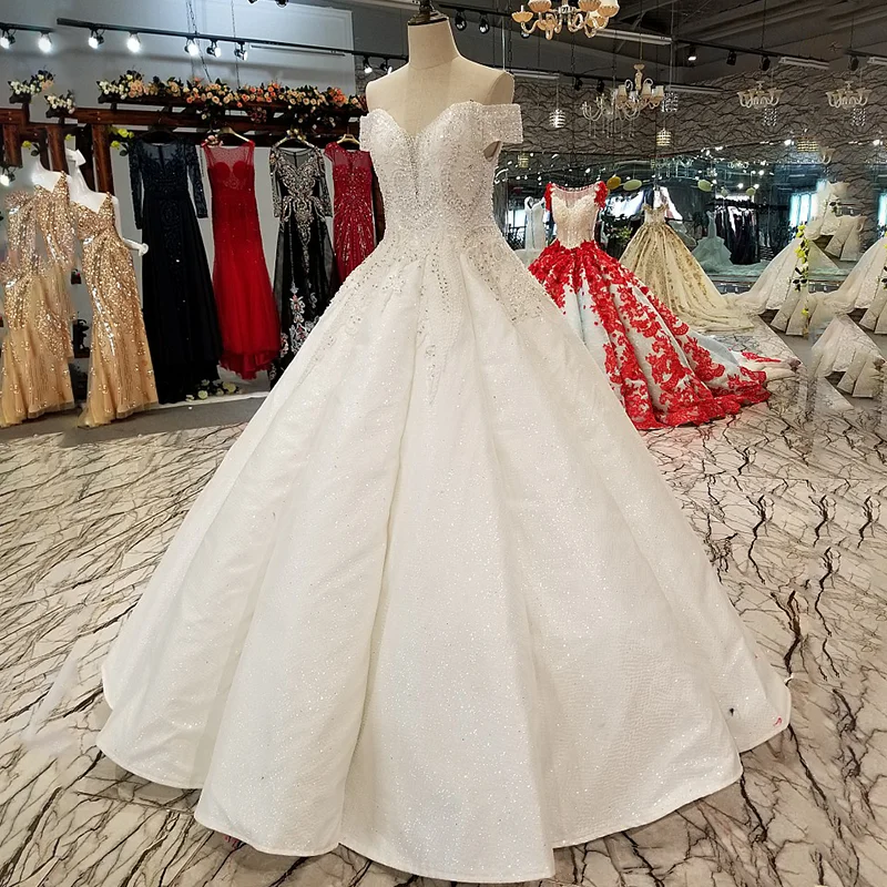 LS09670 свадебное платье длиной до пола с бисером открытыми плечами Милое Свадебное