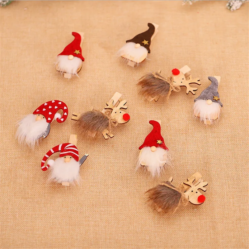 

Рождественские украшения, 3 шт., небольшие безликие куклы в виде оленя, деревянные зажимы, рождественские украшения для дома