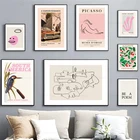 Розовая Картина на холсте Пикассо Matisse с вырезами, кошка, лицо, сад, романтика, скандинавские постеры и принты, настенные картины, украшение для дома