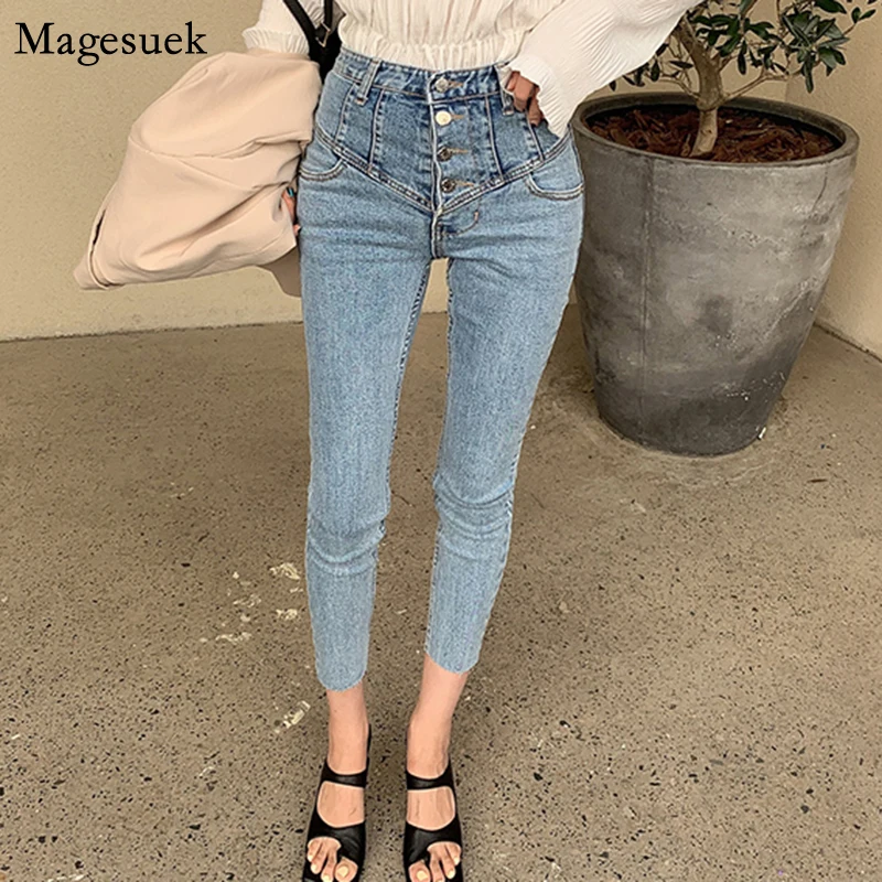 

Autumn New Mom jeans women Blue Skinny High Waist Women Jeans Ankle-length Casual Pencil Pants Streetwear Jeans For Women 10591