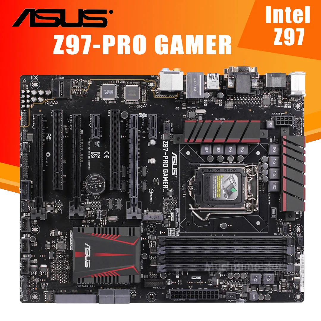 Verkaufen Asus Z97-PRO GAMER Motherbaord I7 I5 I3 PCI-E 3,0 M.2 SATA USB 3,0 DDR3 Desktop Z97 Placa-mãe 1150 USB 3,0 Intel Z97 ATX Verwendet
