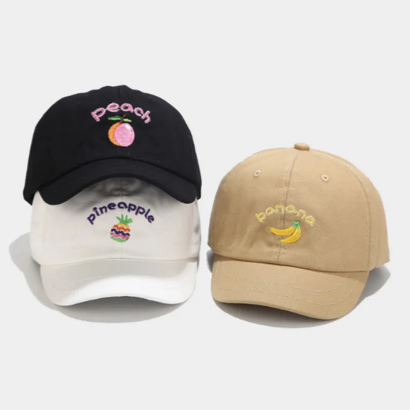 

embroidery fruit short brim baseball cap hip hop casual men snapback hat cotton curved summer hat bone outdoor sports male cap