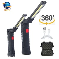 zhiyu 5 modes cob working flashlight led torch vehicle repairing lamps usb rechargeable magnetic 360 rotating portable lights