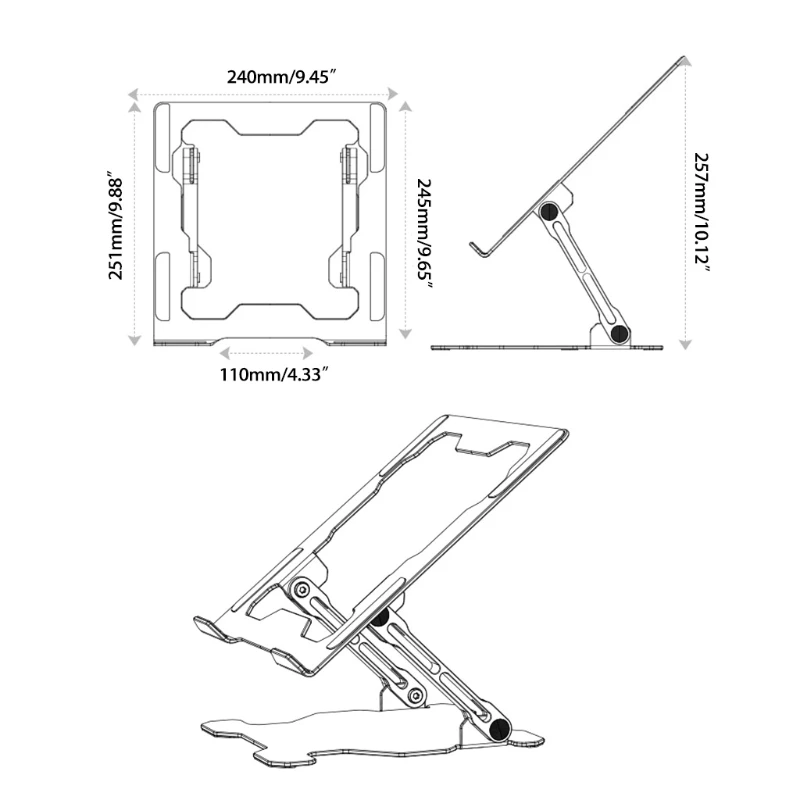 

Adjustable Laptop Stand Computer Riser with Heat-Vent to Elevate Notebook