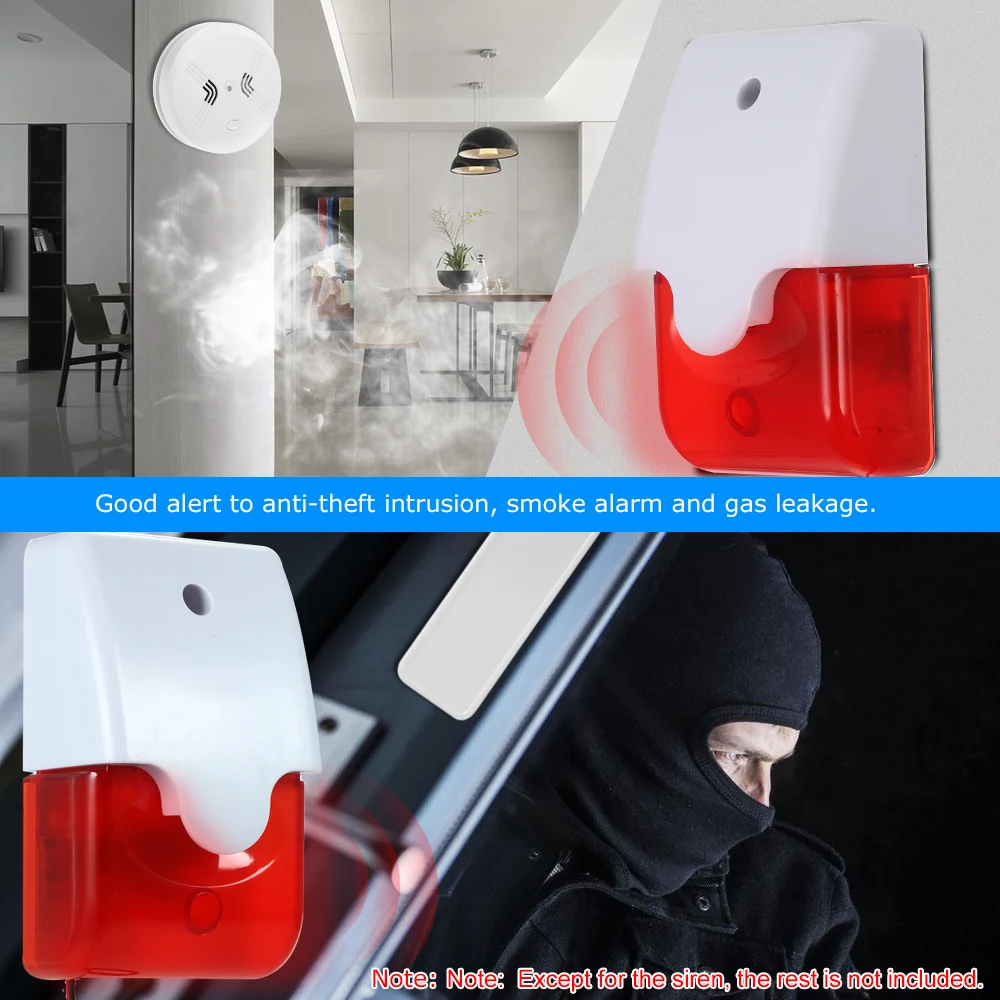 Проводная Мини сирена для помещений звуковая сигнализация мигающая с