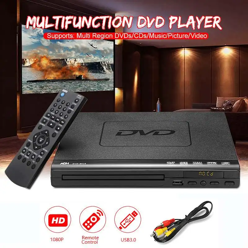 

Home HD 1080P Мультимедийные цифровые CD Диски DVD-плеер совместимый Музыка Видео Аудио ТВ медиа AV USB JEPG с дистанционным управлением