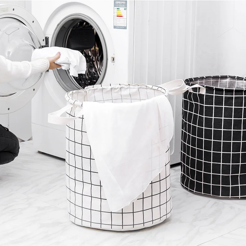 

Foldable Laundry Basket Storage Bucket Japanese Cotton Linen Fabric Waterproof Dirty Laundry Toy Storage Basket Dirty Clothes