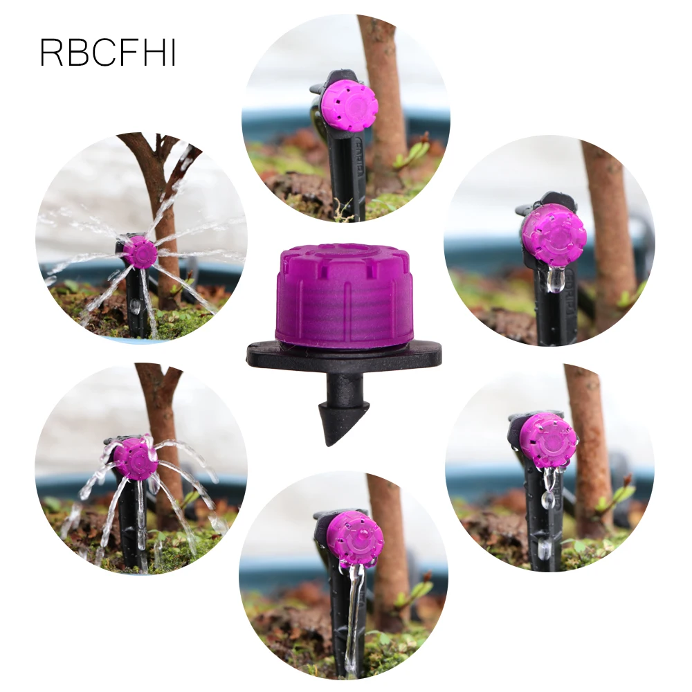 

RBCFHl 20-1000PCS Purple Adjustable Micro Drip Irriation System 1/4'' Watering Anti-clogging Emitter Garden Supplies